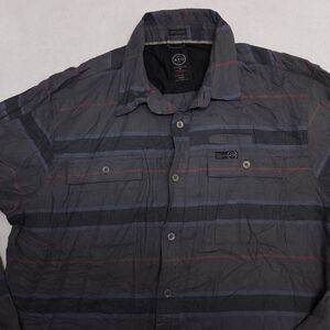 ATG Flannel Casual Button Up Shirt Mens Size Large L Gray Red Blue Striped